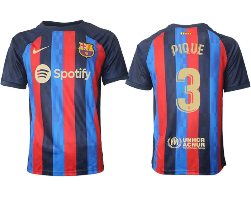 Men 2022-2023 Club Barcelona home aaa version blue #3 Soccer Jersey